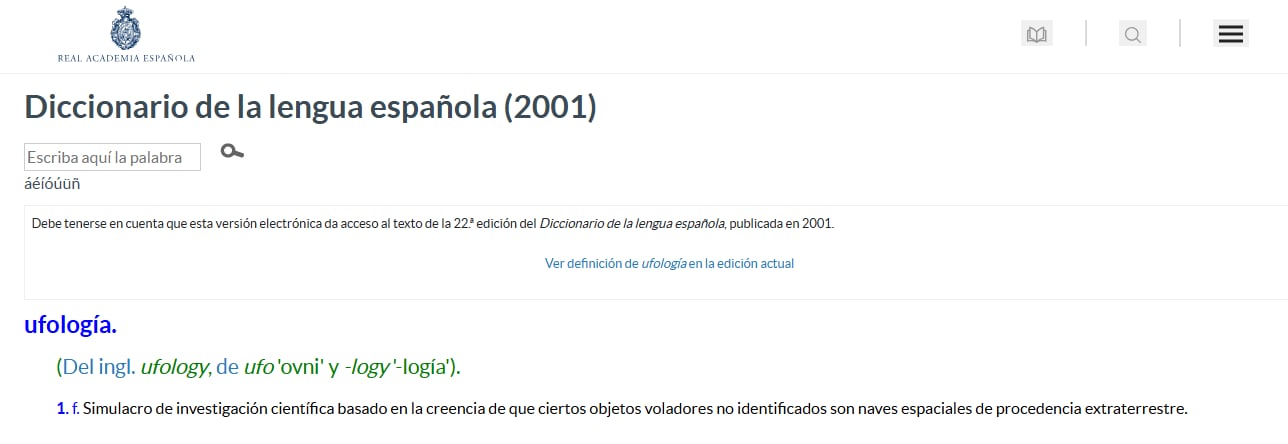 Significado de ufología, según la Real Academia Española