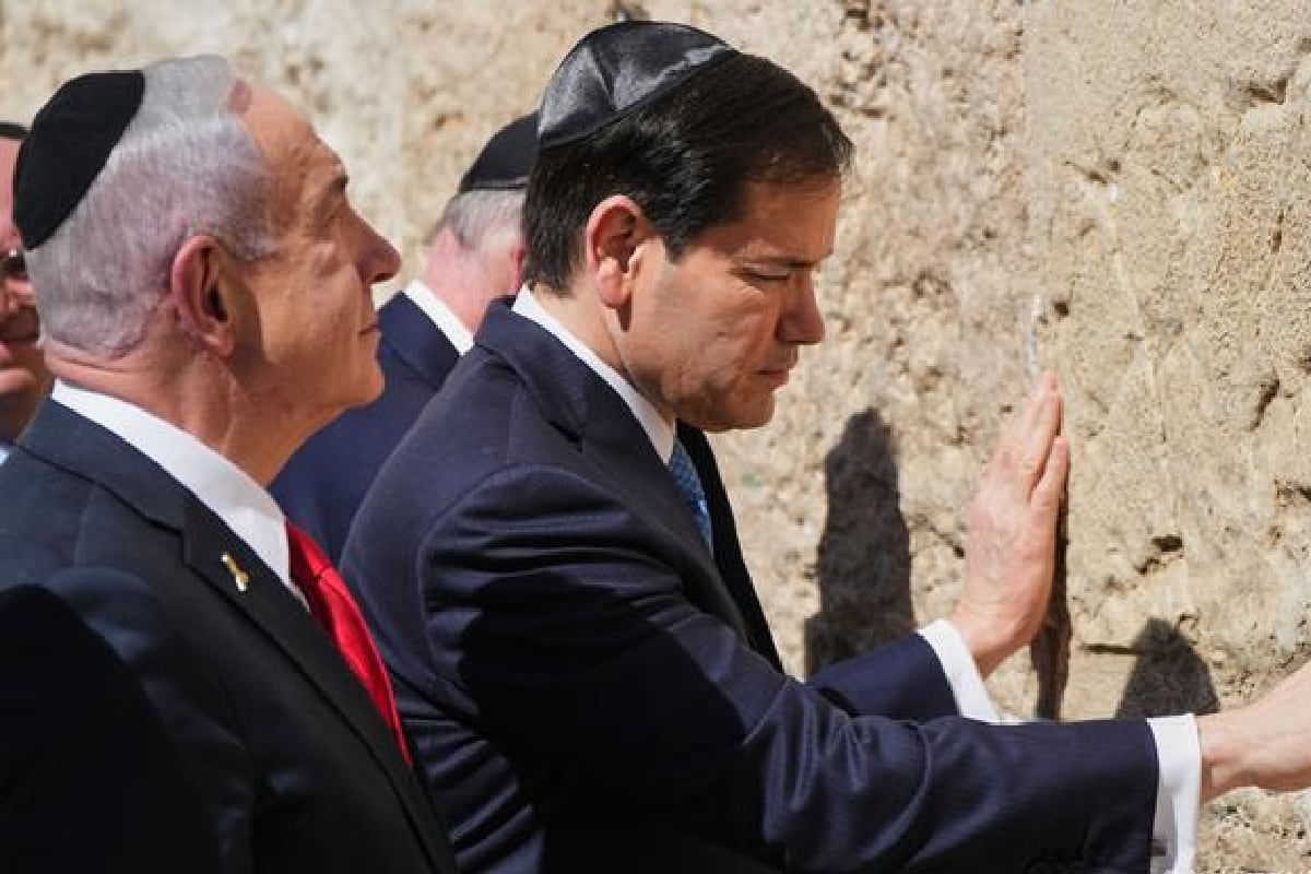 Marco Rubio visitó junto a Benjamín Netanyahu el Muro de los Lamentos en Jerusalén