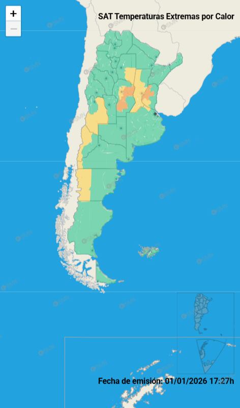 Mapa de temperaturas extremas para este viernes