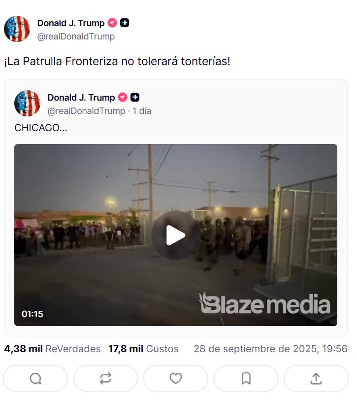 Donald Trump celebró los operativos del fin de semana en Chicago