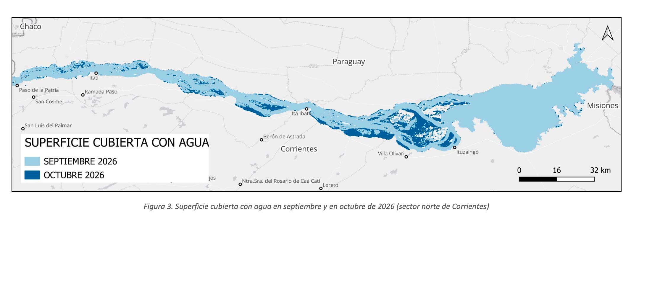 Monitoreo de superficie total con agua libre en el valle de inundación del río Paraná