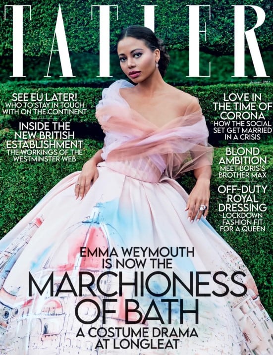 Emma en la portada de la revista Tatler, posando con un vestido de Dolce & Gabbana (Foto: www.tatler.com)