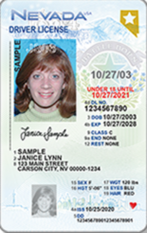 Para verificar una Real ID de Nevada deberá confirmar que la tarjeta tenga una estrella dorada en la parte superior derecha
