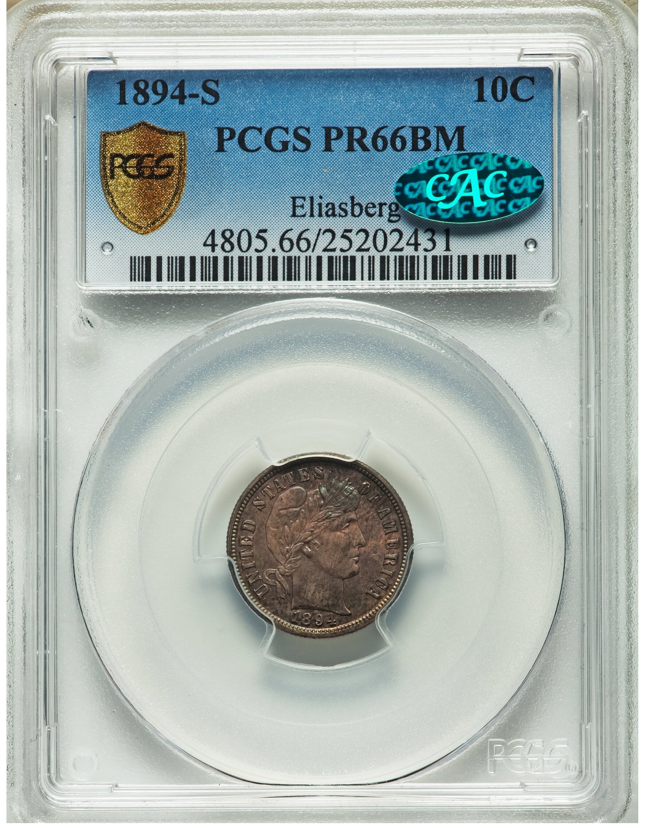 La pieza subastada en Heritage Auctions tiene la calificación PR66BM otorgada por PCGS