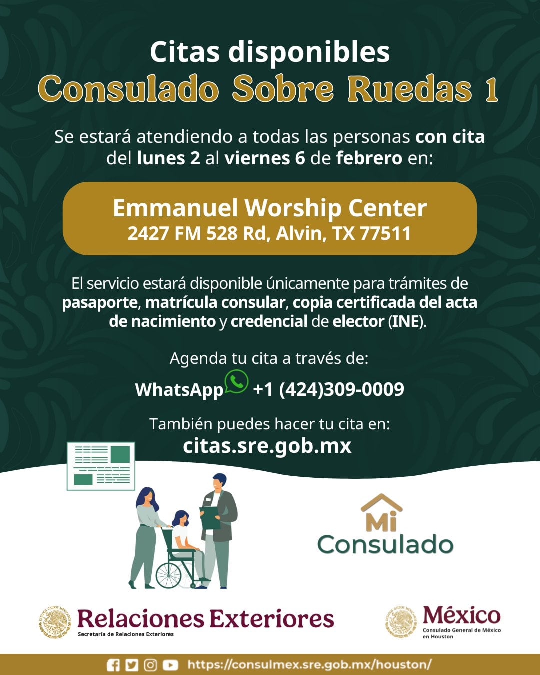 El Consulado de México en Houston abre sus oficinas sobre ruedas hasta el próximo 6 de febrero (X/@ConsulMexHou)