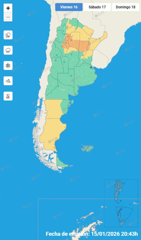 Mapa de alertas para este viernes