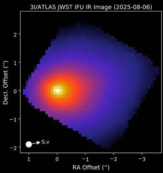 El Telescopio Espacial James Webb de la NASA observó el cometa interestelar 3I/ATLAS el 6 de agosto con su Espectrógrafo de Infrarrojo Cercano