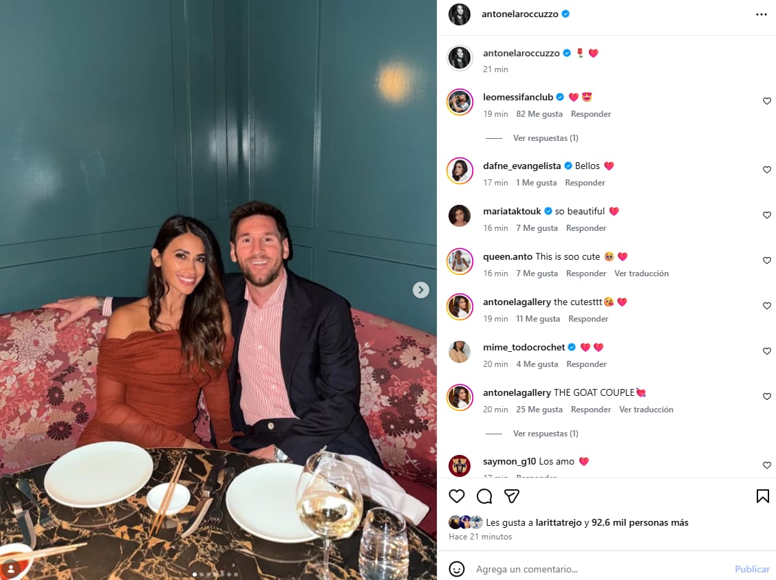 La publicación que compartió Anto Roccuzzo por el Día de los Enamorados junto a Lionel Messi
