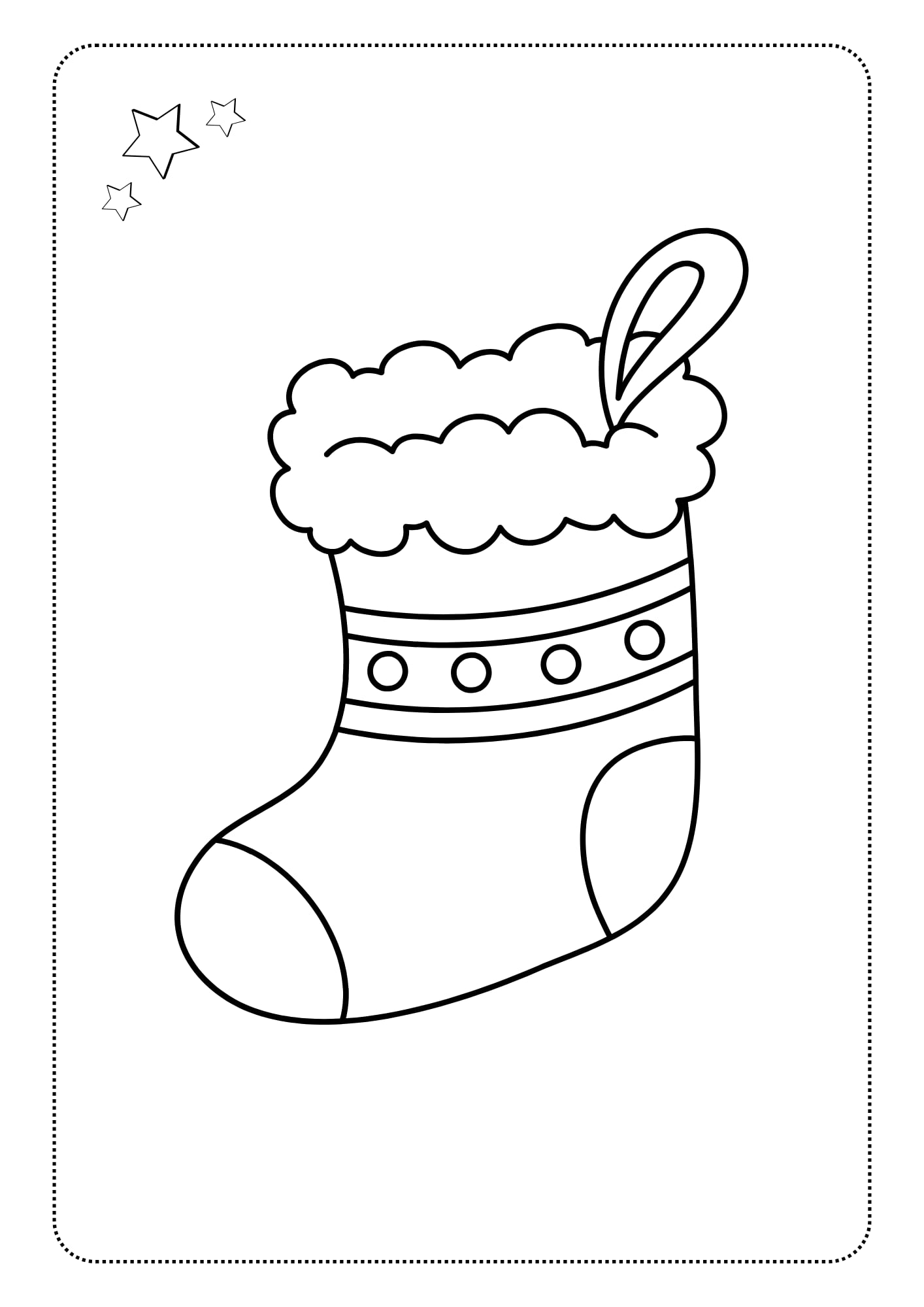 Dibujo de la típica media que se cuelga en Navidad para colorear con los niños