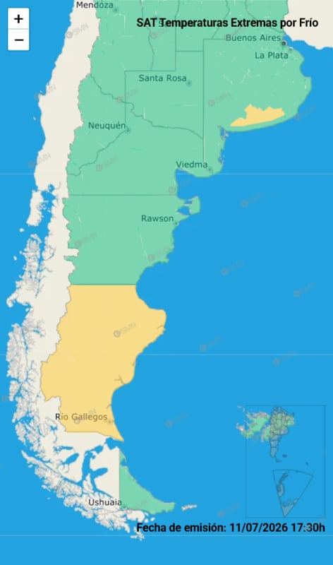 En dos provincias rige una alarte por frío extremo