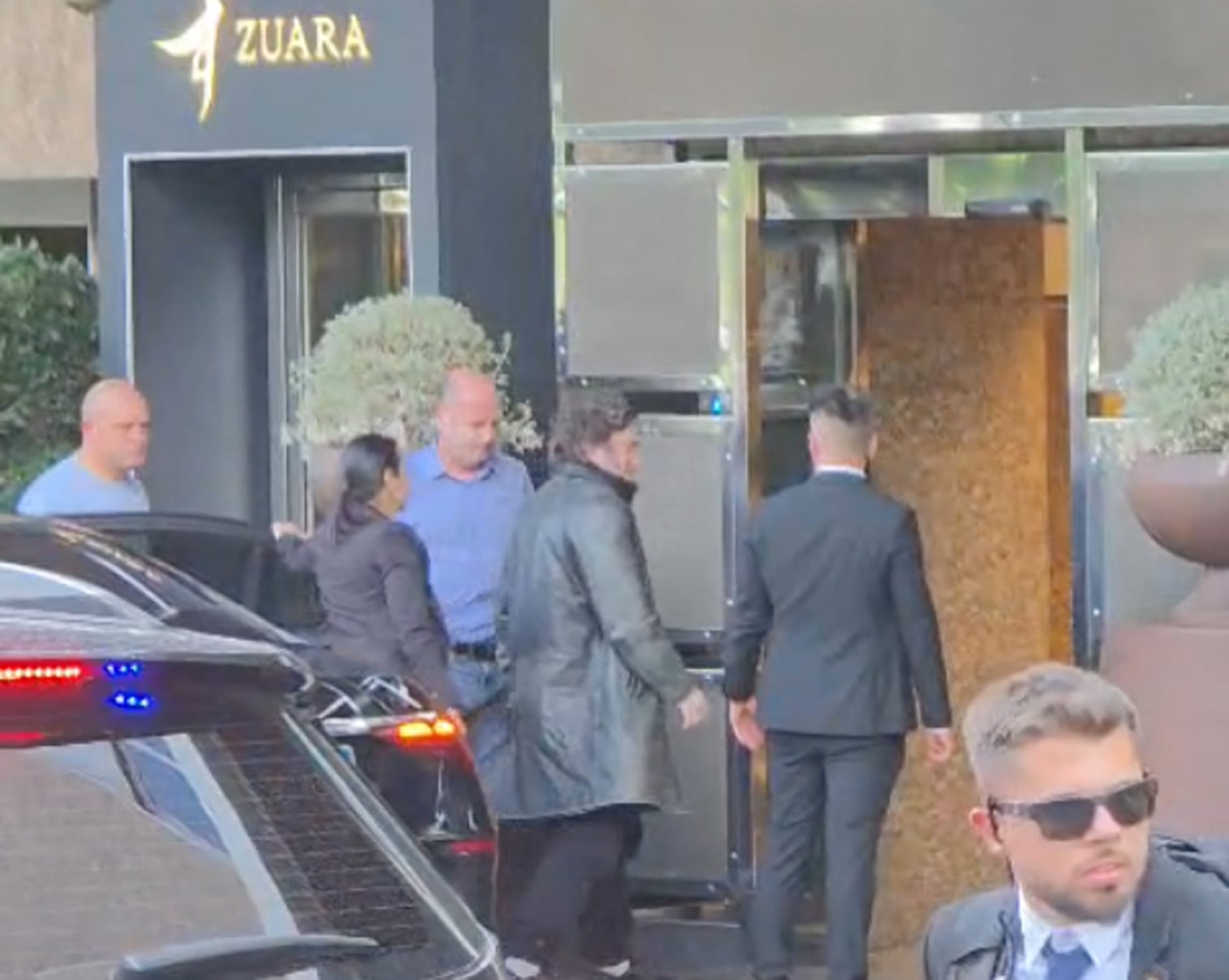 Javier Milei, en hotel Zuara, de Madrid, donde se alojó entre el jueves y el viernes