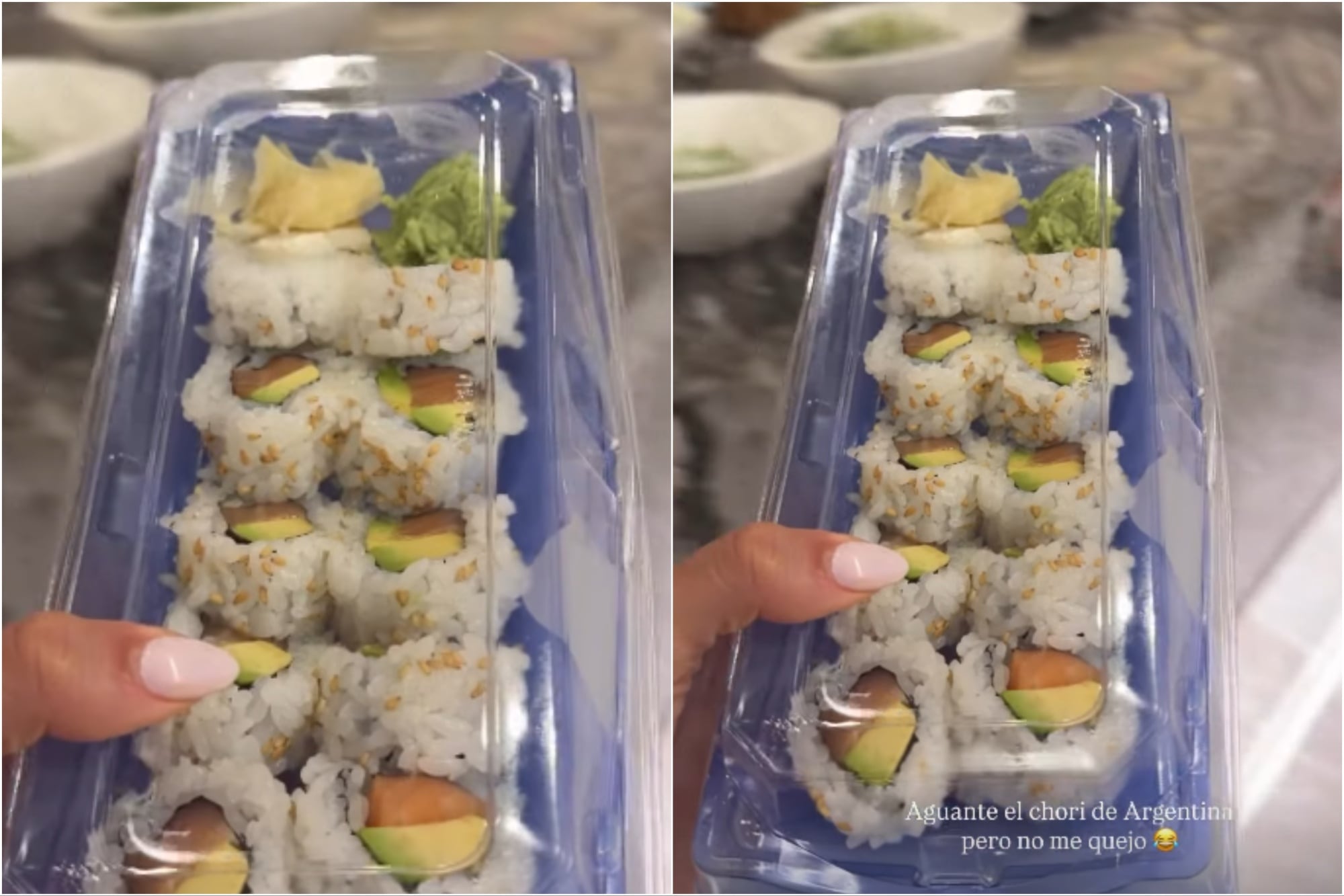 Agus Gandolfo comió sushi en el partido y despertó la polémica en las redes