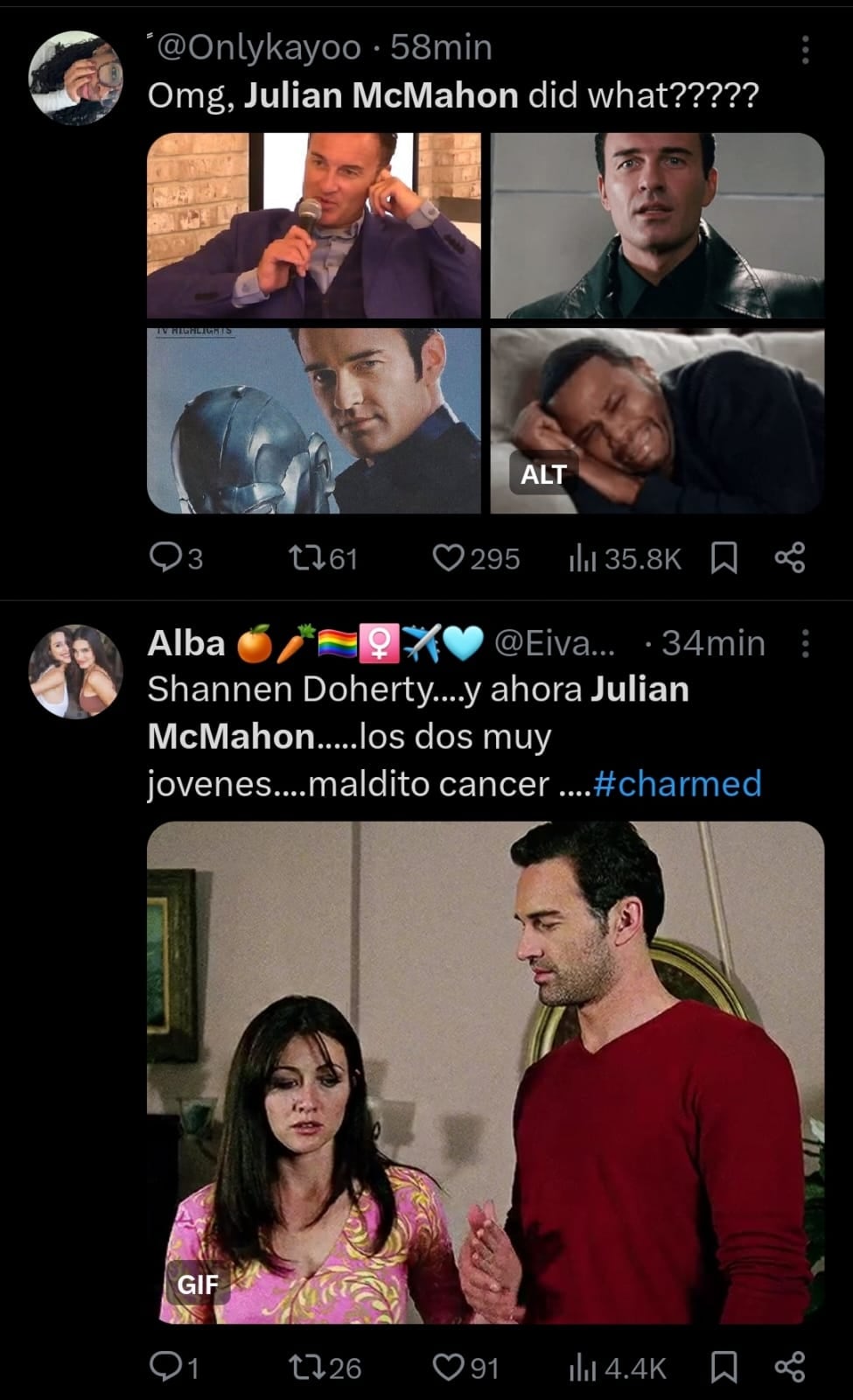Los fanáticos de Julian McMahon lo recordaron en redes sociales