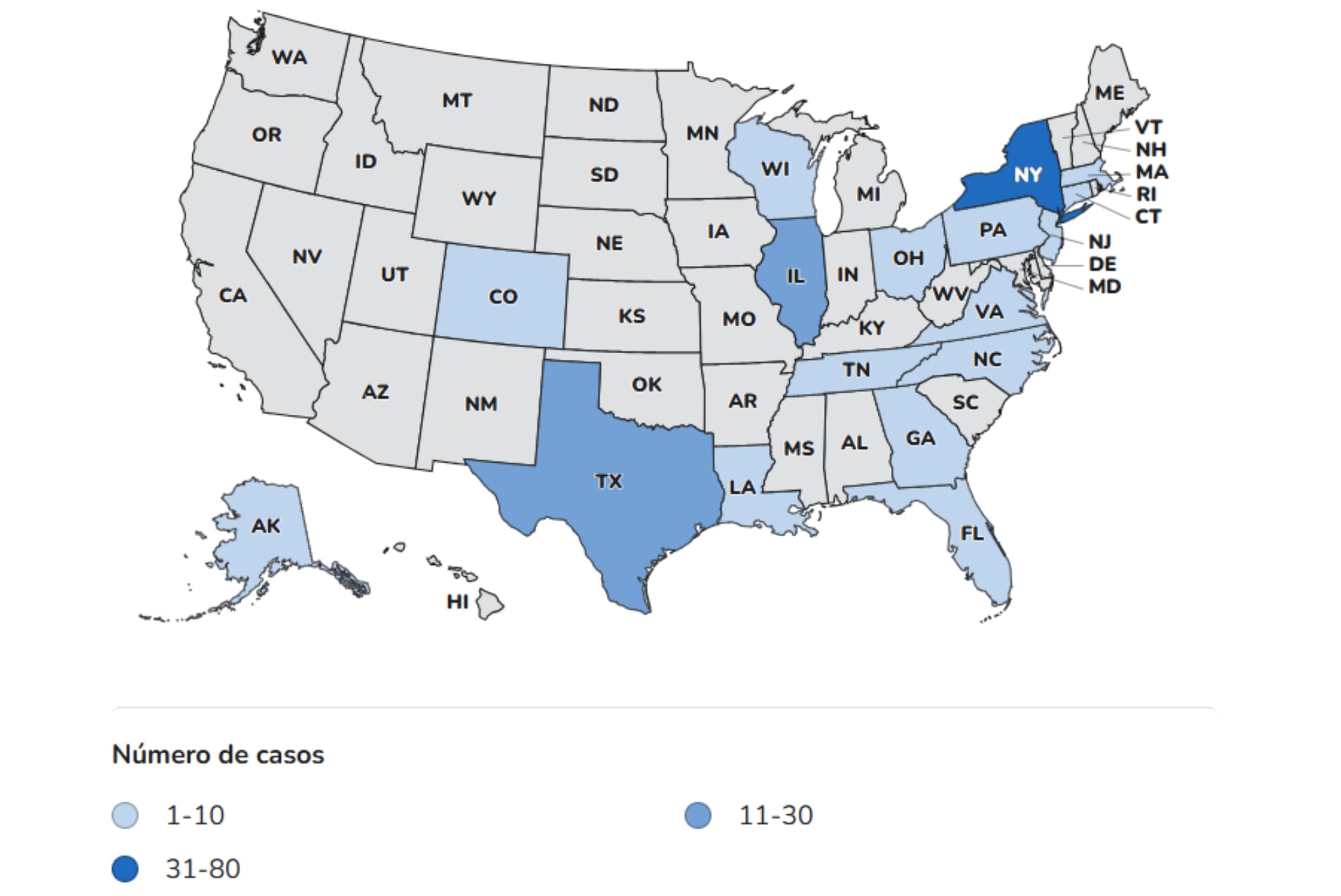 El estado con más casos reportados de ciclosporiasis en Estados Unidos es Nueva York