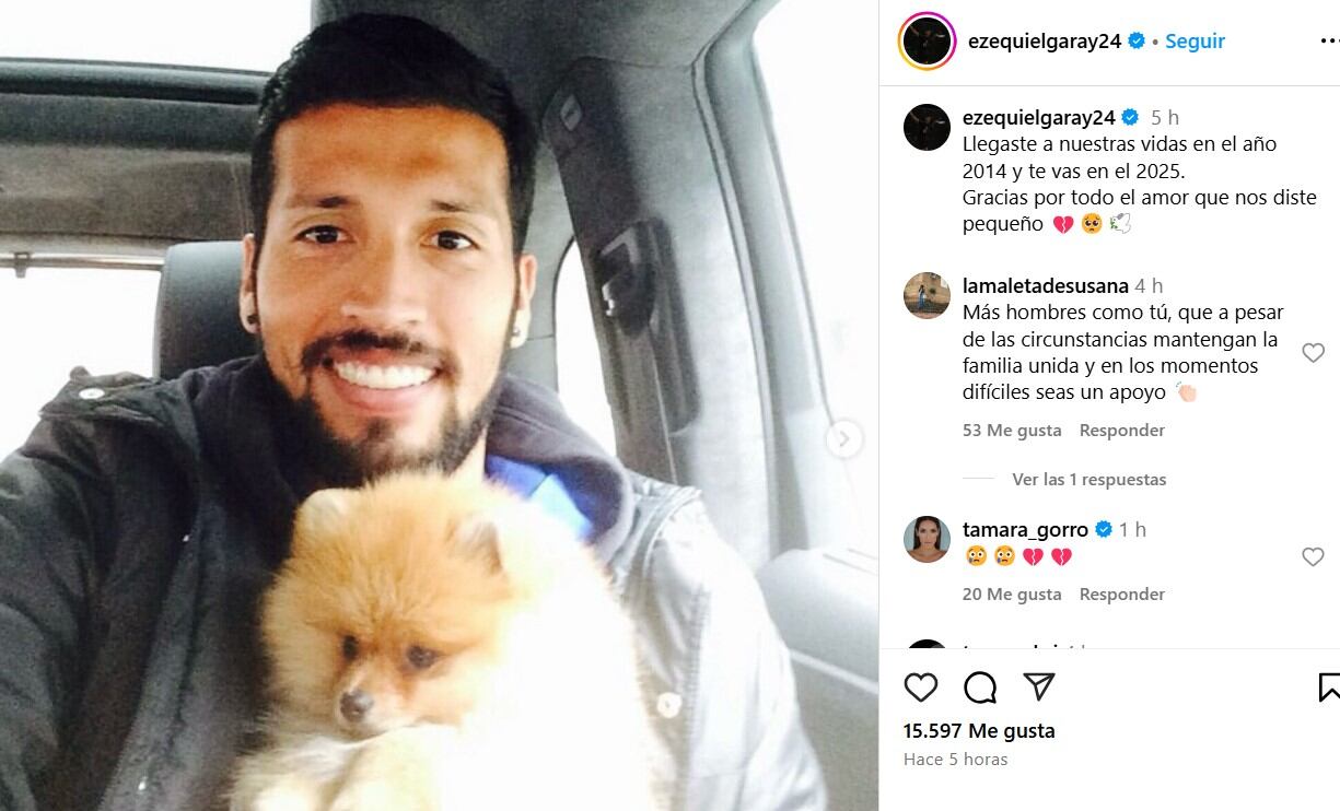 Ezequiel Garay despidió a su perro Negrito