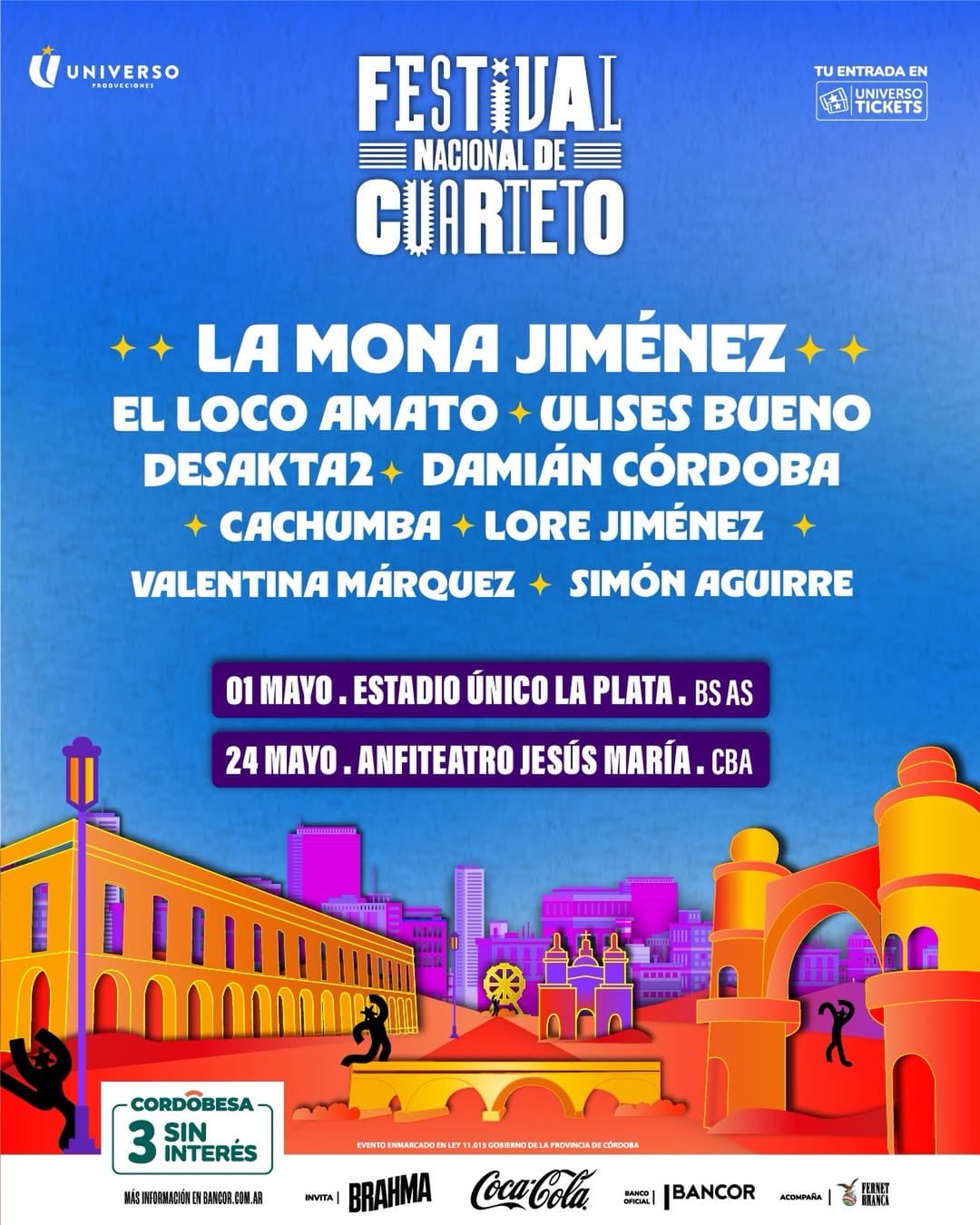 La grilla de artistas completa del Festival Nacional del Cuarteto 2026 en Jesús María