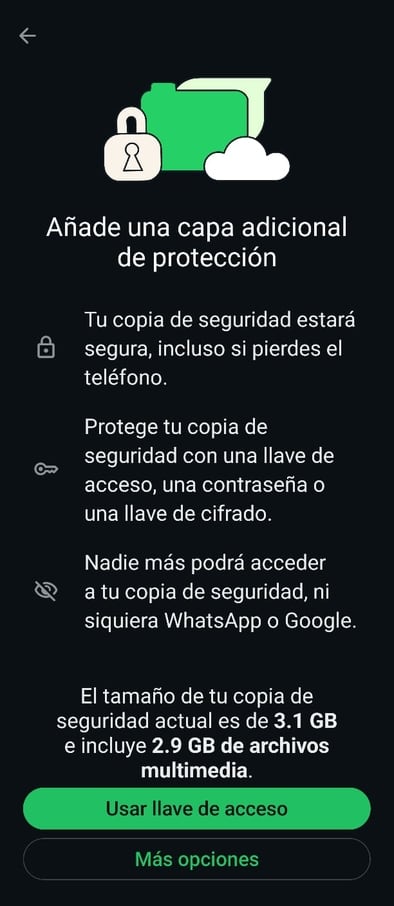 La habilitación de las claves de acceso para proteger las copias de seguridad en WhatsApp se hará en forma gradual en todo el mundo