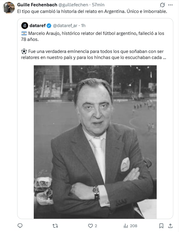 Este lunes en la madrugada falleció Marcelo Araujo y cuando se supo la noticia, todos los colegas salieron a despedirlo en las redes