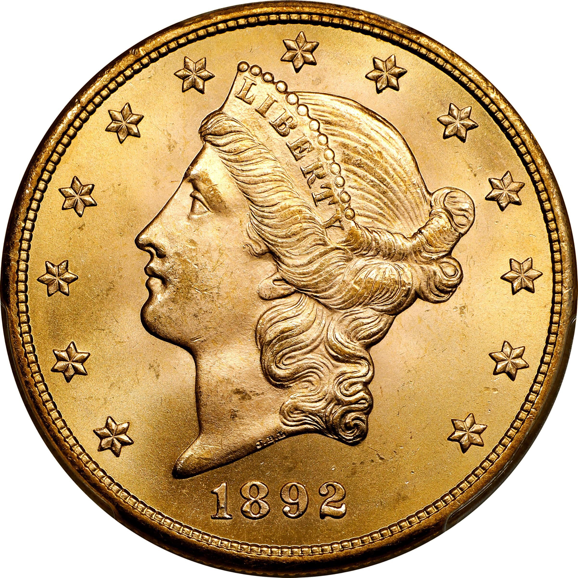 Estas piezas pertenecen a la serie Liberty Head Double Eagle de 1892