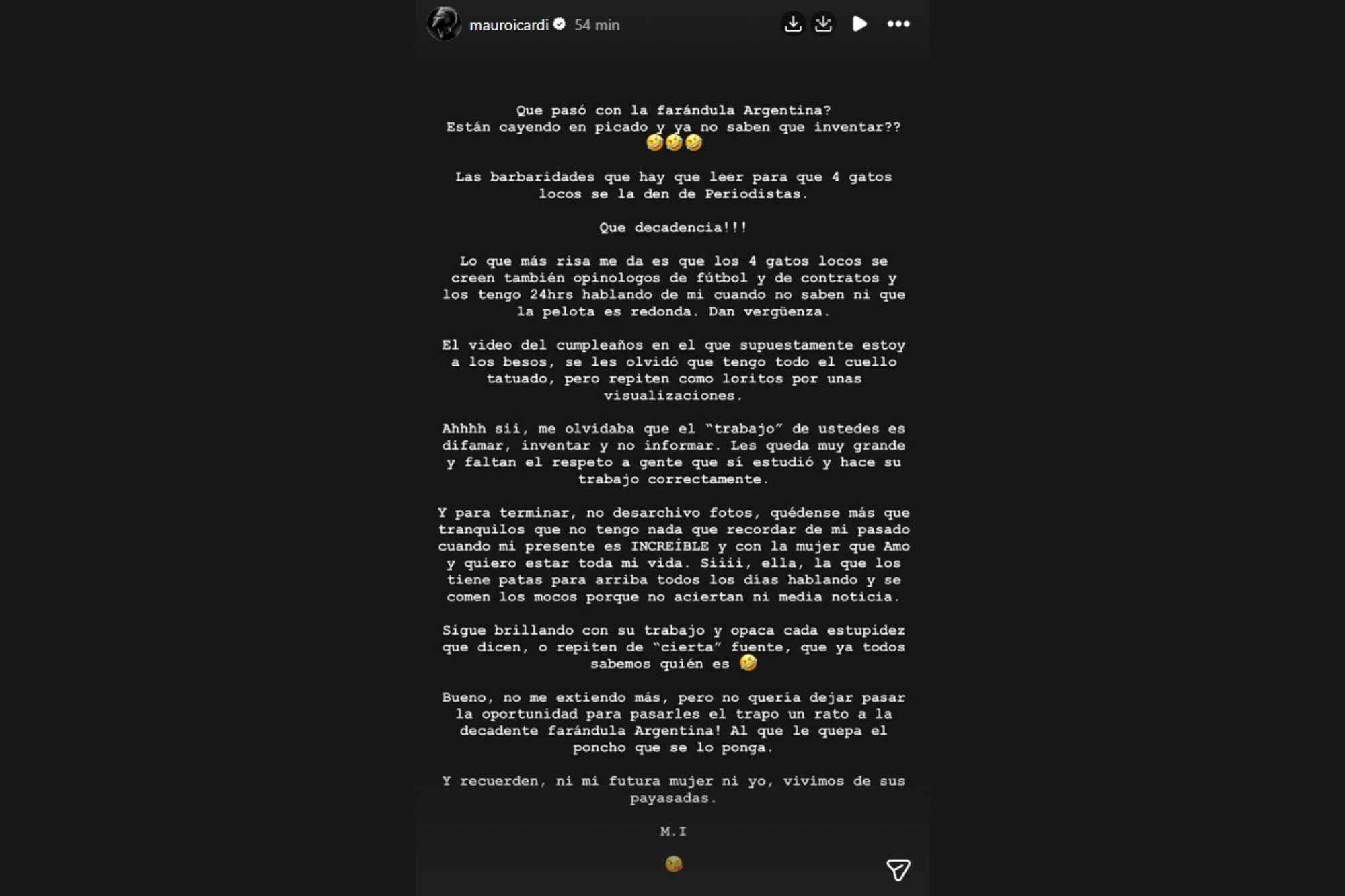 El extenso descargo de Mauro Icardi tras ser acusado de infiel