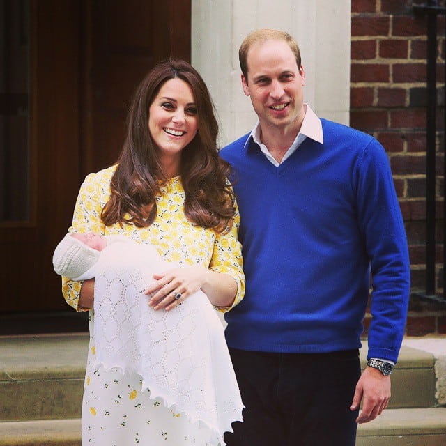La primera presentación en público de la princesa Charlotte afuera del hospital St. Mary’s de Londres (Foto: Instagram @princeandprincessofwales)