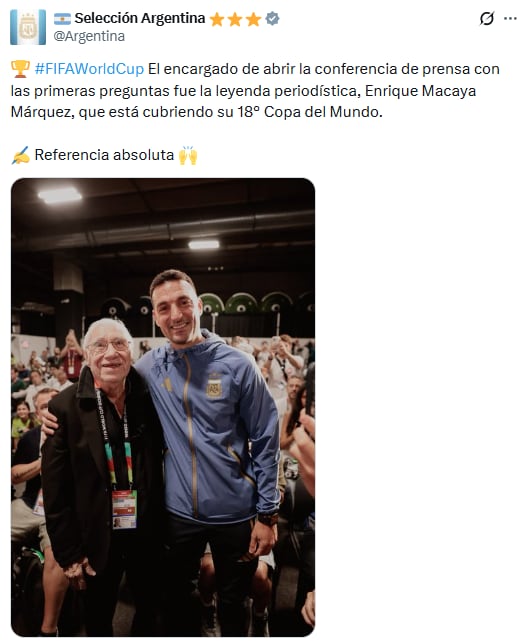 Argentina vs. Jordania EN VIVO por el Mundial 2026: hora, TV y las formaciones 10 Desde las redes sociales de la selección argentina, se realizó una publicación en homenaje a la trayectoria de Macaya Márquez