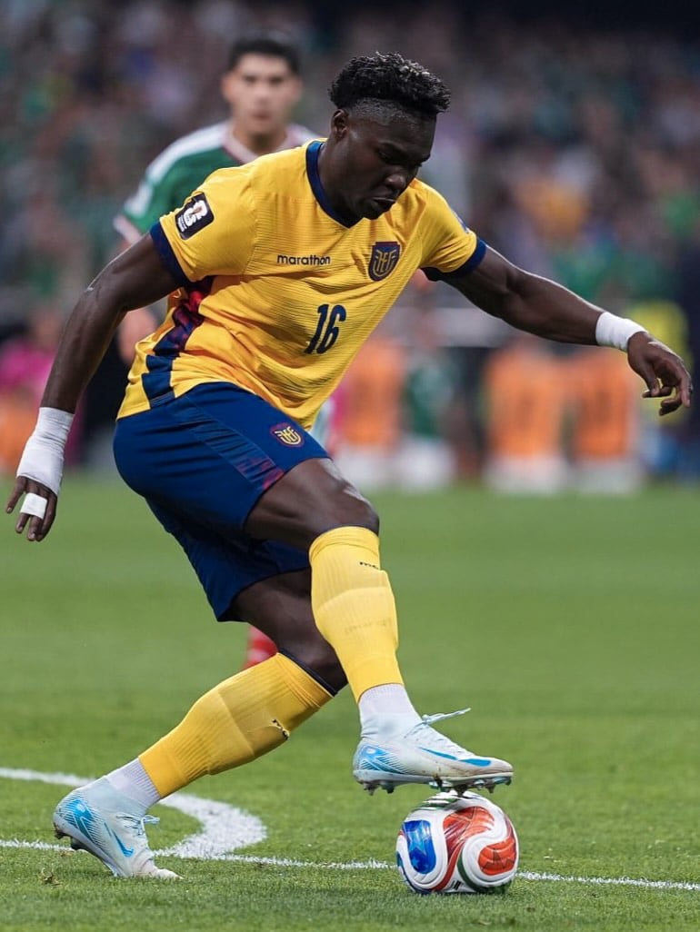 Jordy Caicedo, con la camiseta de la selección de Ecuador, durante el partido ante México, en el Mundial 2026