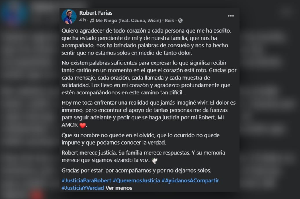 Producto del cuantioso número de mensajes recibidos tras la tragedia, la pareja de García agradeció el cariño que les hicieron llegar “en un momento el que el corazón está roto”
