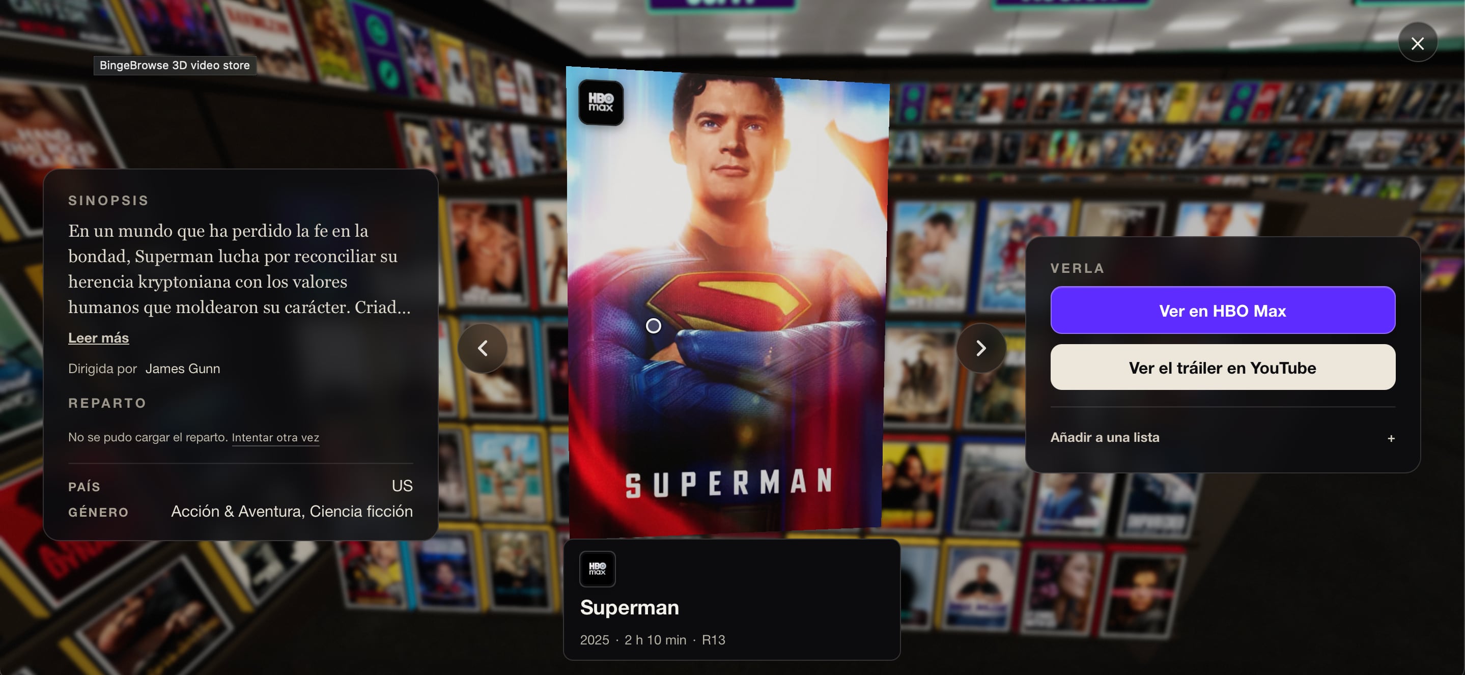 Una captura de pantalla de BingeBrowse, el sitio que permite buscar películas y series nuevas