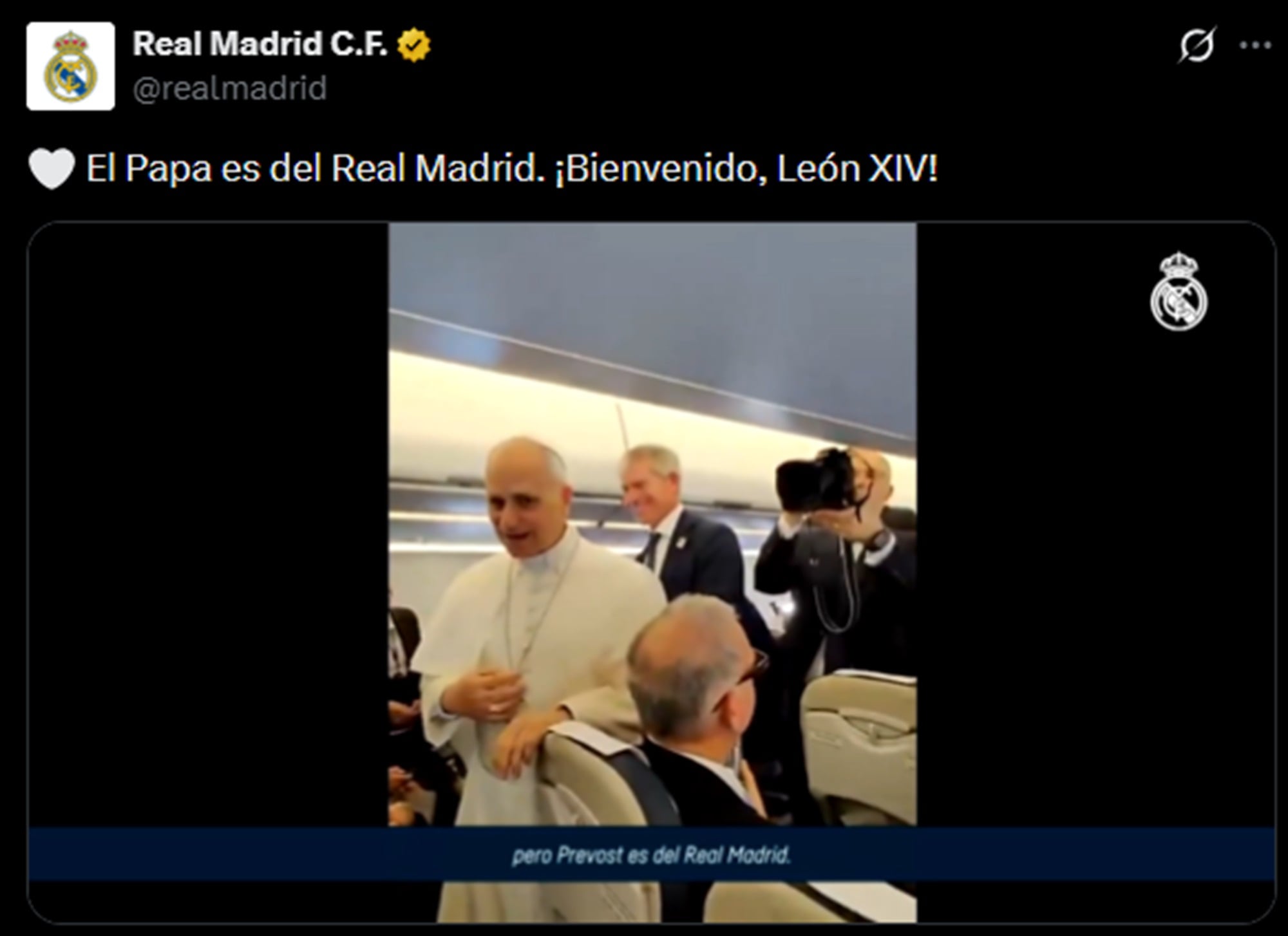 Real Madrid celebró en redes que el Papa haya revelado ser hincha del Merengue