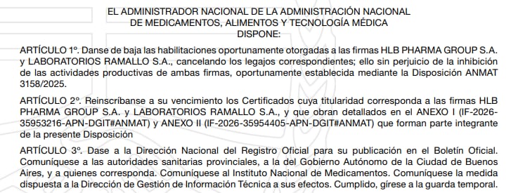 Los artículos que componen la Disposición 1848