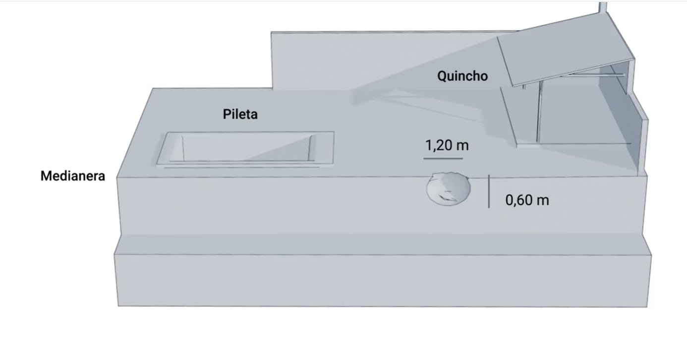 La fosa funeraria estaba apoyada sobre la medianera