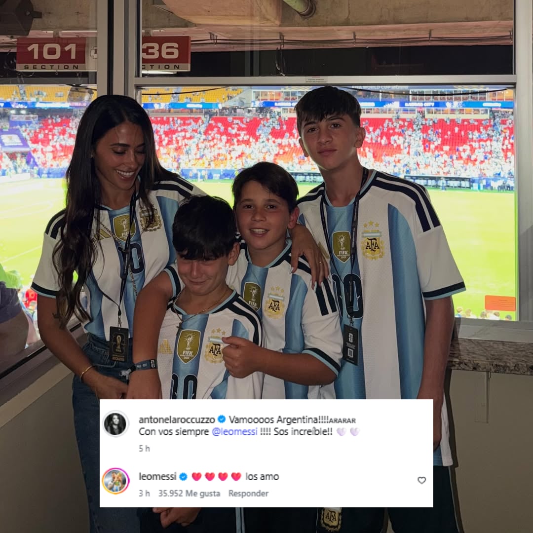 Anto Roccuzzo y sus hijos dijeron presente en el debut de la selección (Foto: Instagram @antonelaroccuzzo)