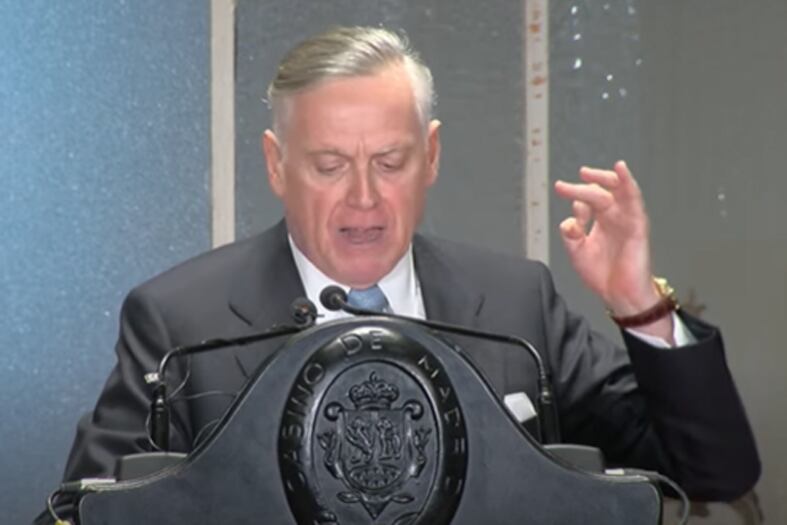 El economista y teórico de la Escuela Austríaca Jesús Huerta de Soto durante su discurso.