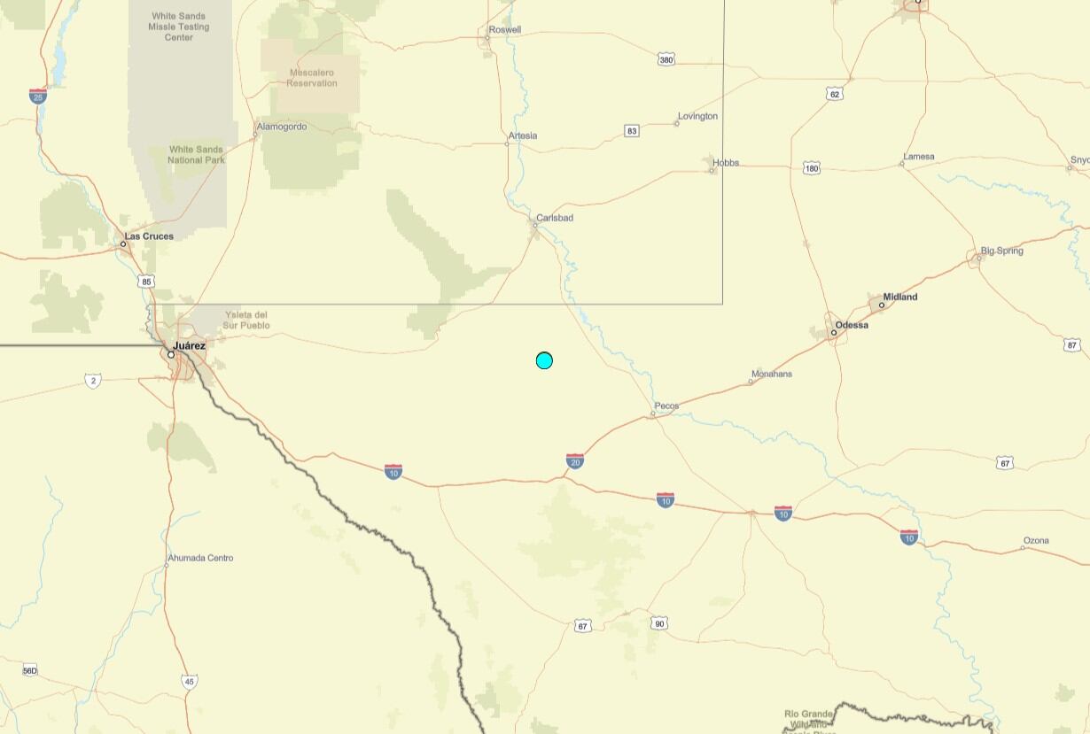 Uno de los temblores más fuertes de las últimas 24 horas en territorio continental estadounidense ocurrió cerca de Mentone, Texas