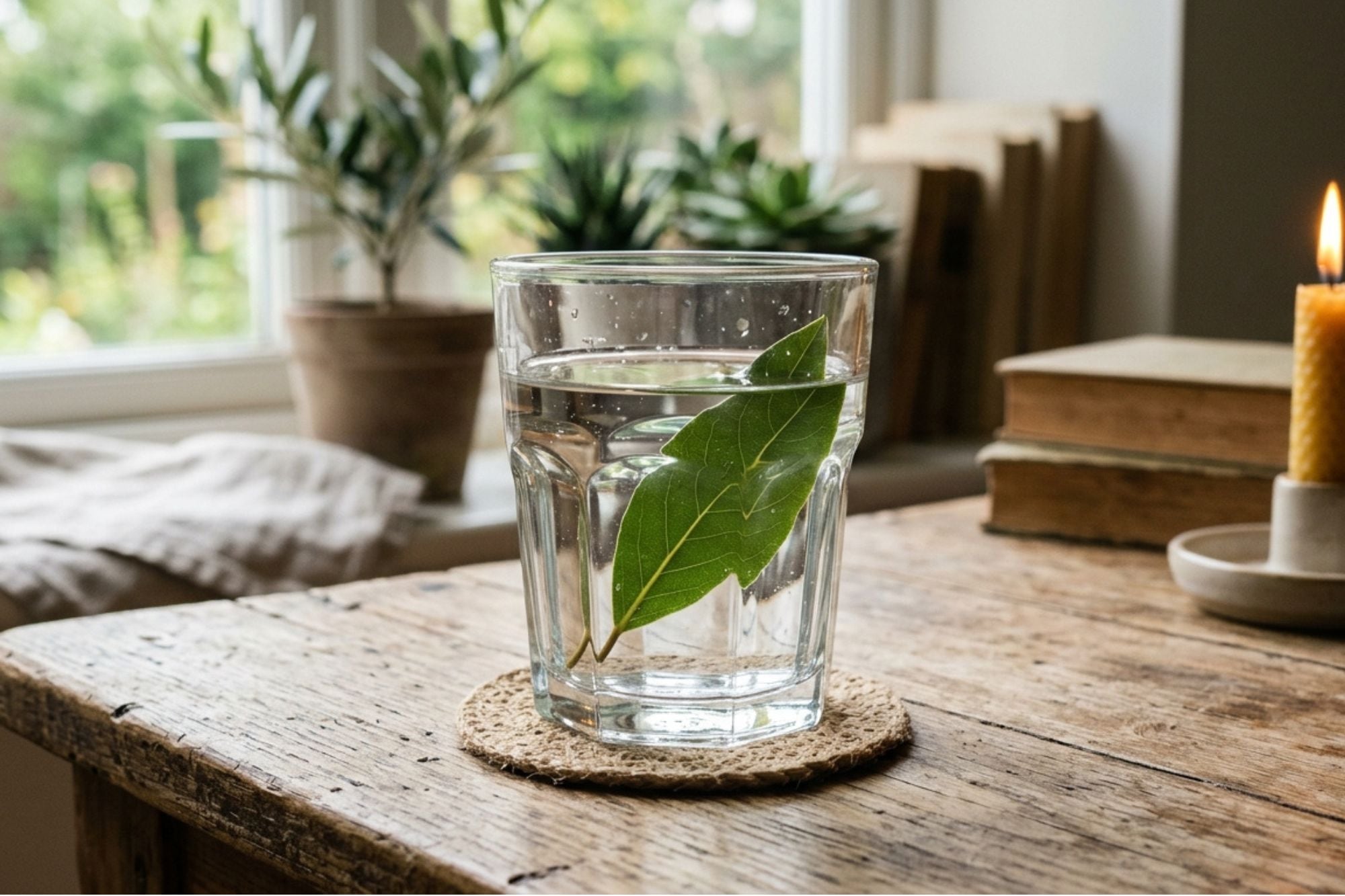 El significado y los beneficios atribuidos al laurel en un vaso con agua