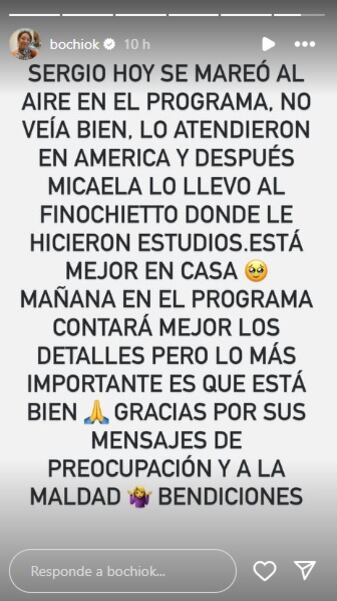 El descargo de Bochi tras la serie de publicaciones falsas sobre la salud de su esposo