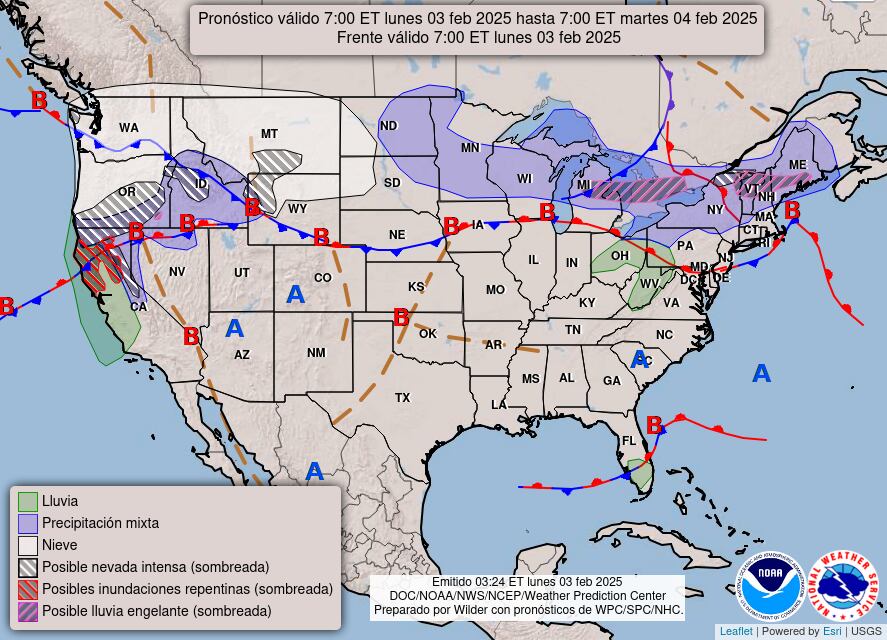 En Michigan, las autoridades advirtieron sobre nevadas de hasta 10 centímetros, con acumulaciones menores en las costas de los lagos Michigan y Hurón