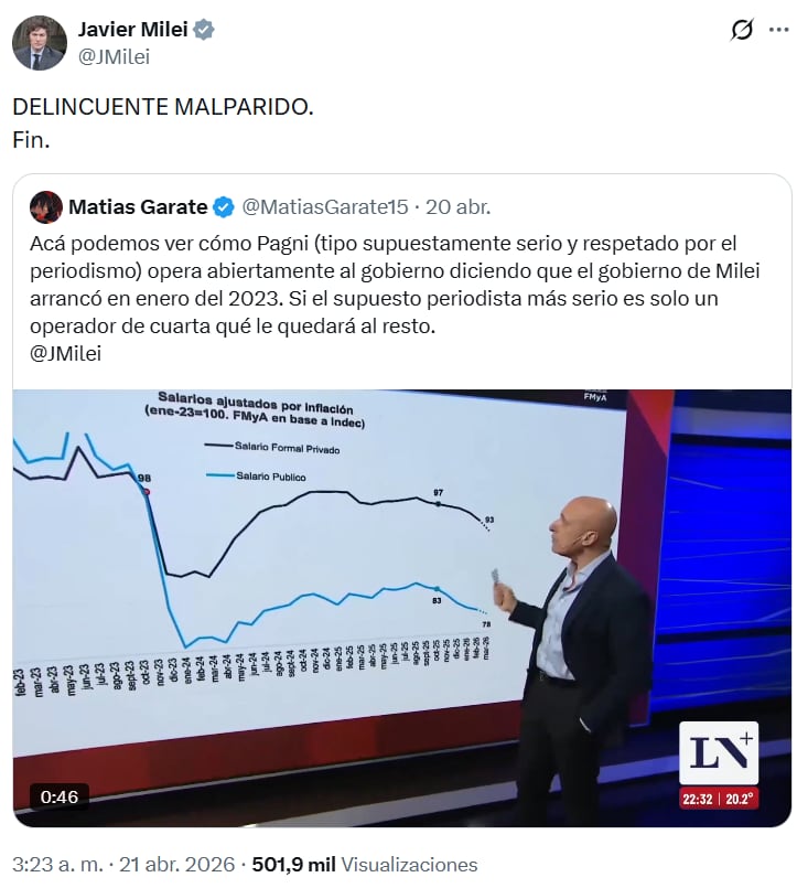 El ataque de Milei a Pagni