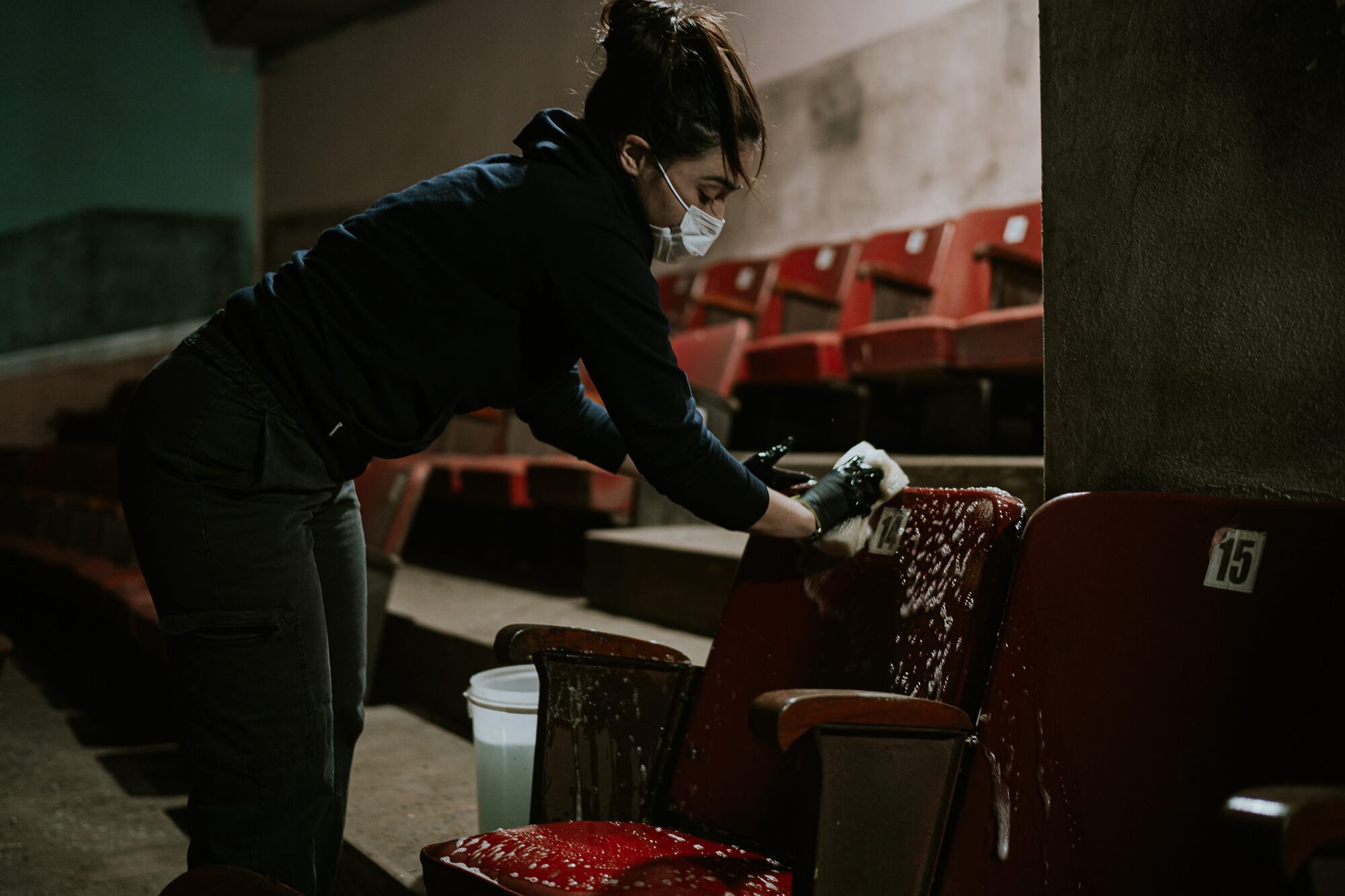 Los trabajos en la sala del Teatro San Carlos