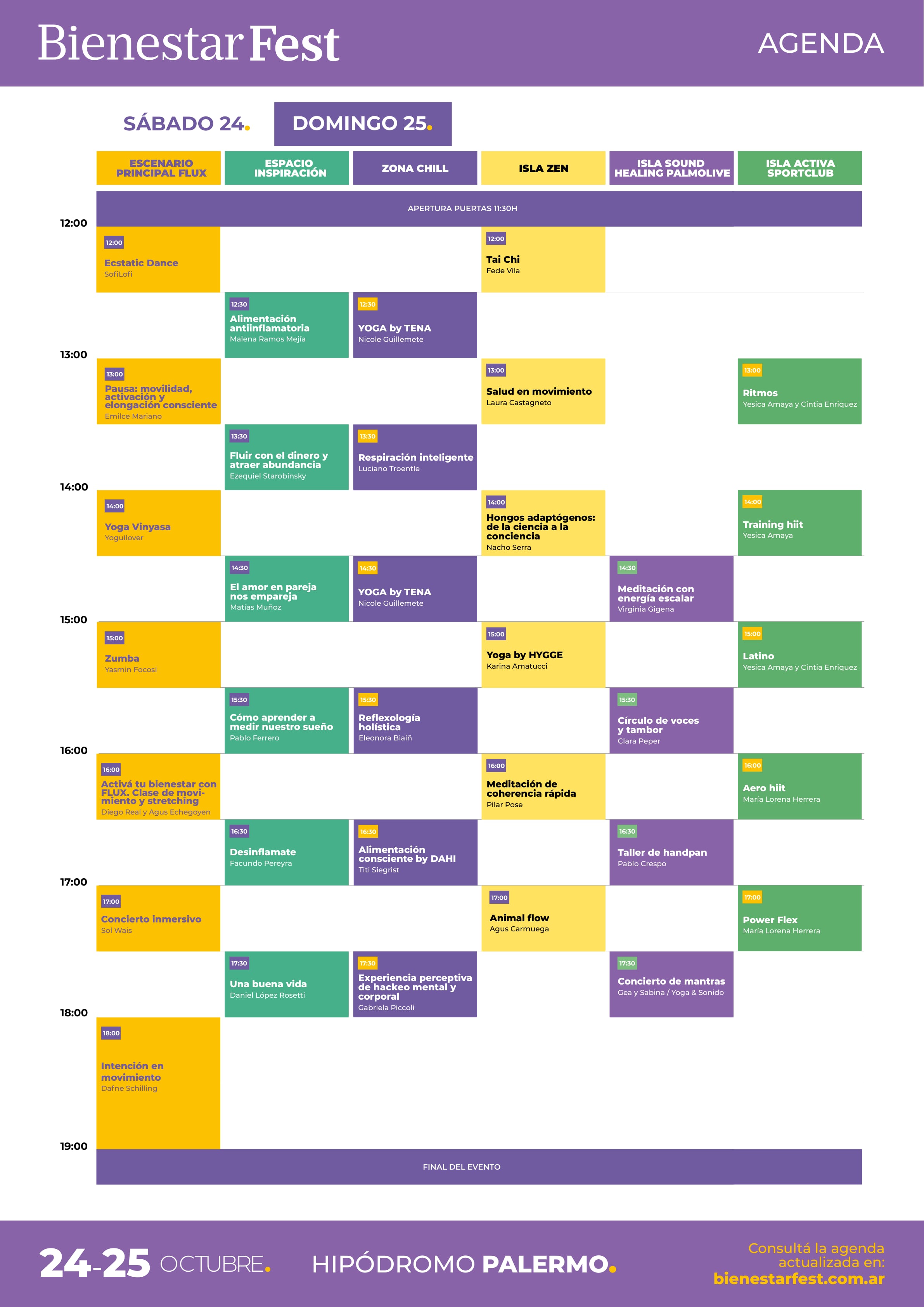 Agenda Bienestar Fest domingo 25