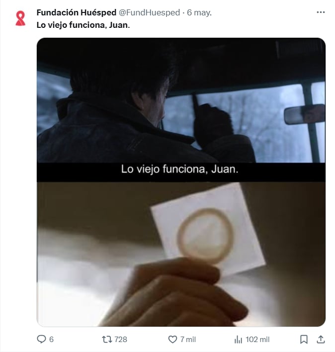 Fundación Huésped también utilizó la frase viral de El Eternauta para concientizar sobre la prevención y el uso del preservativo (Foto: X @fundhuesped)