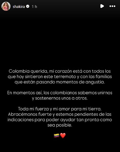 El posteo de Shakira
