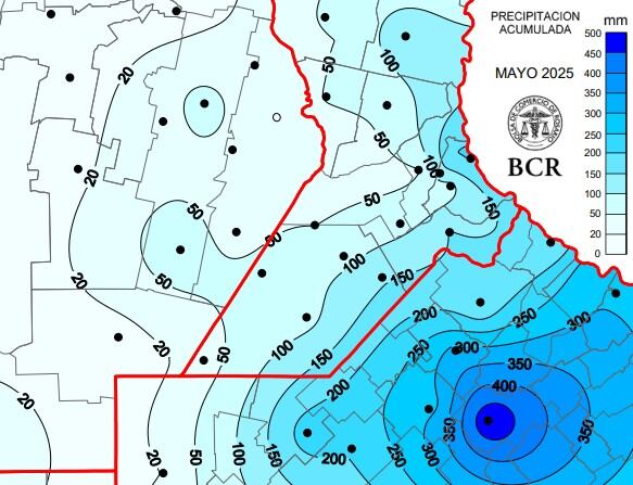 Así fue la distribución de lluvias en la zona agrícola núcleo durante mayo