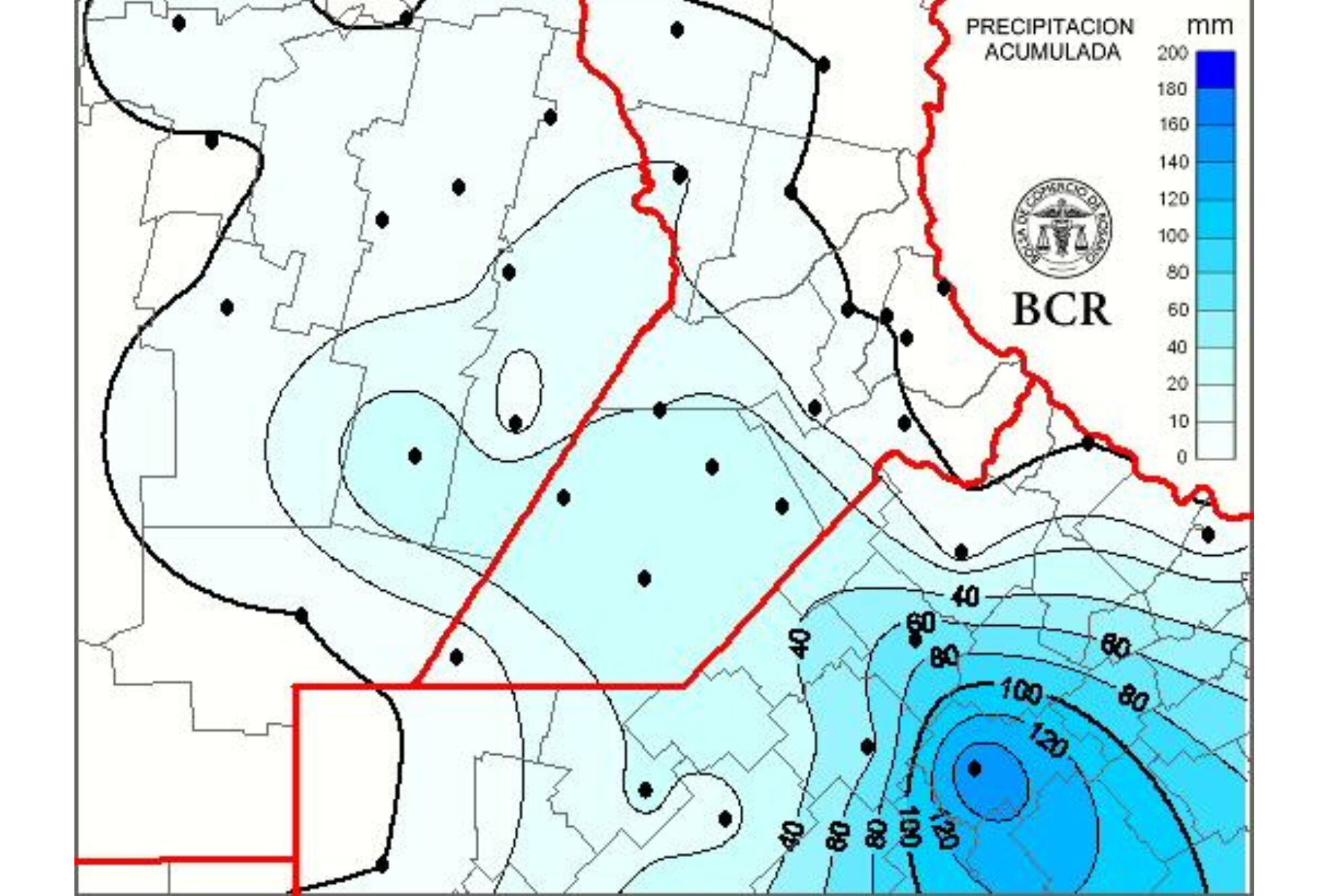 Precipitación acumulada las ultimas 24 horas