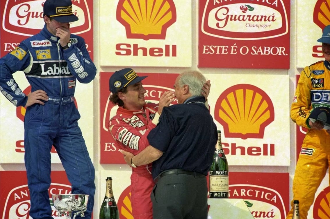 Fangio y Senna en el Gran Premio de Brasil, 1993