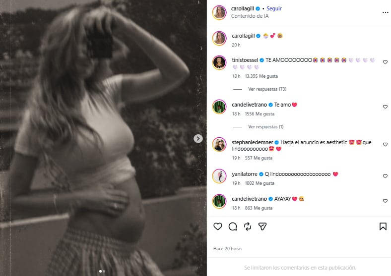 Carola Gil anunció su embarazo (Foto: Instagram @carollagill)
