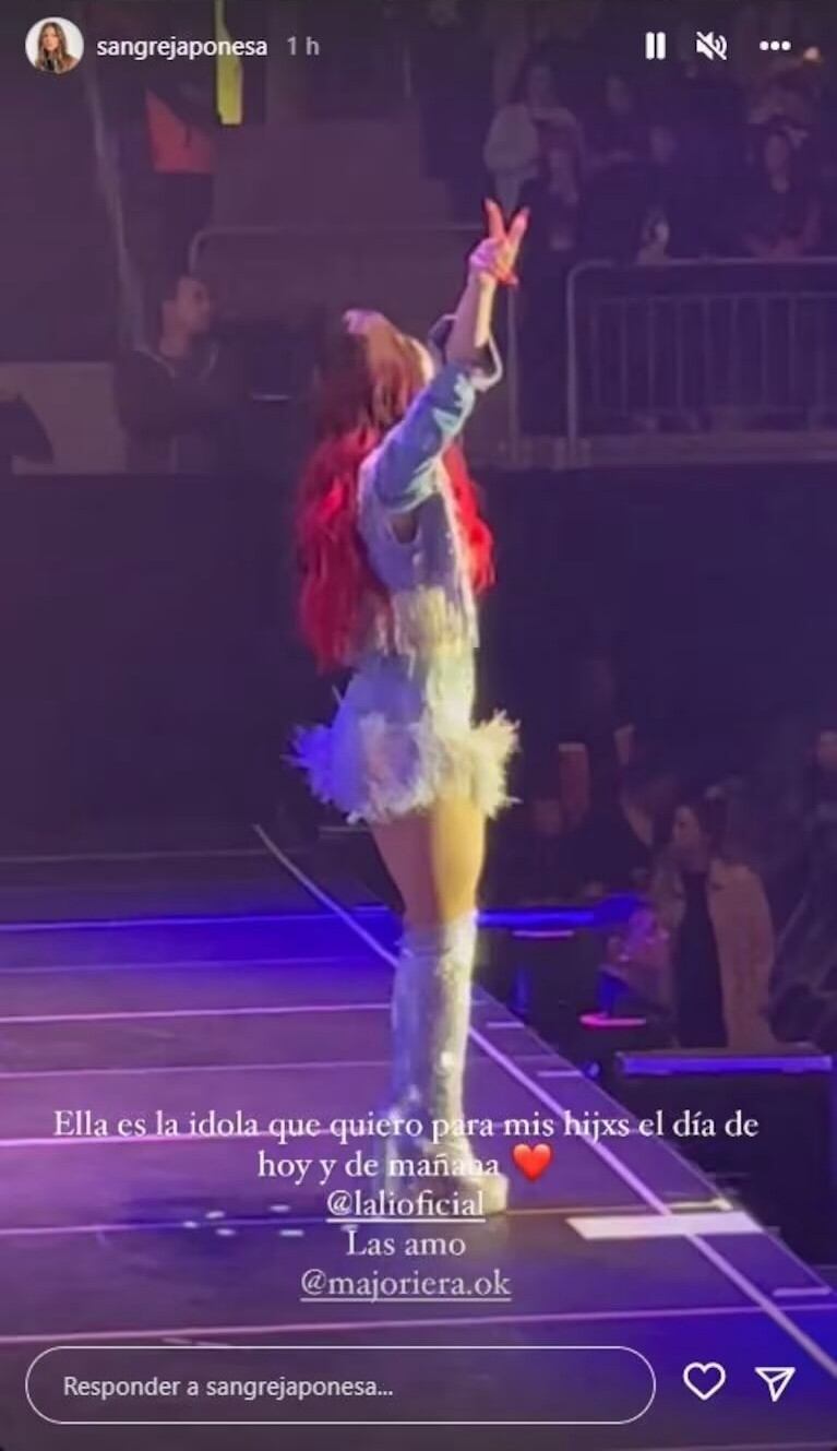 En 2022 Suárez fue al Disciplina Tour y expresó su admiración por Lali (Foto: Instagram @sangrejaponesa)
