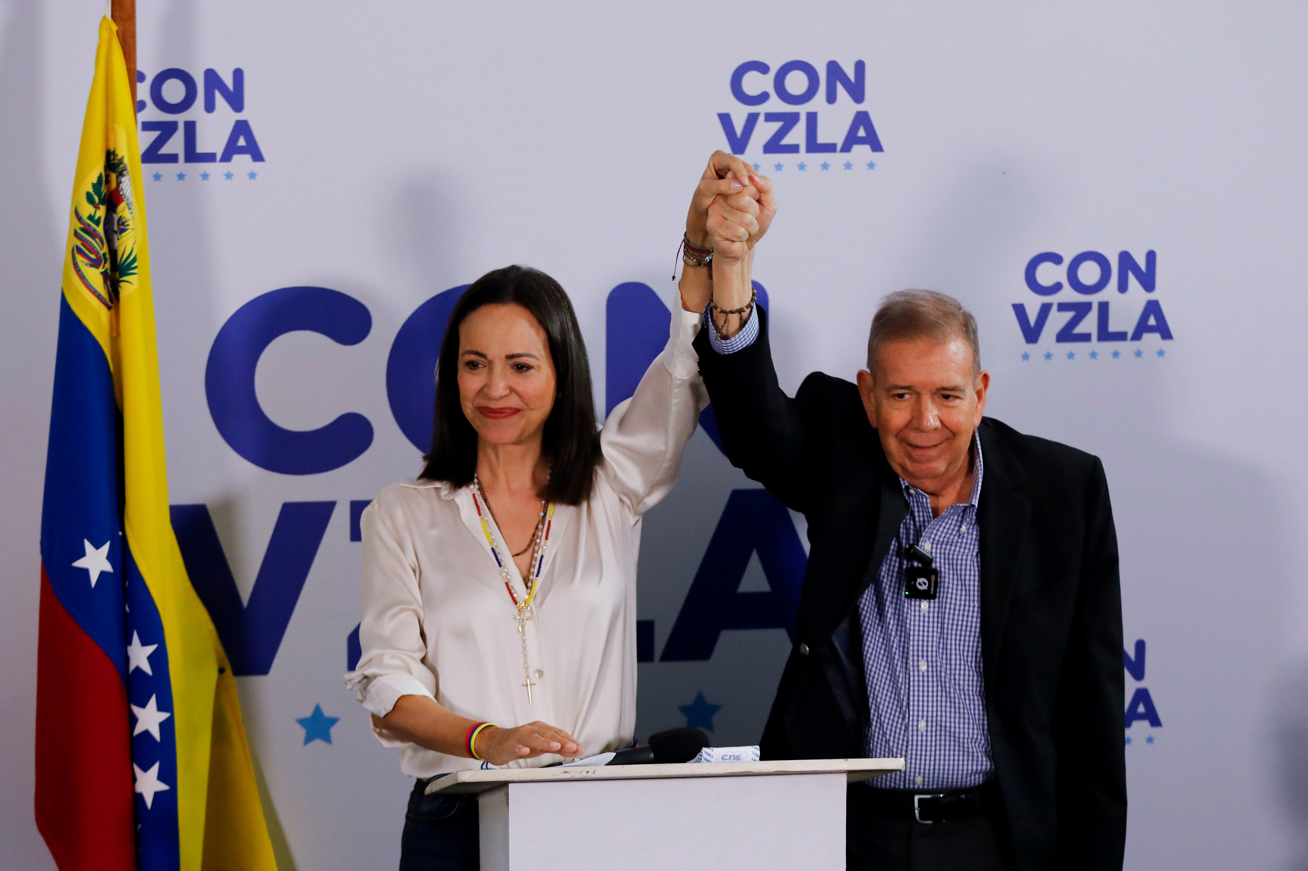 María Corina Machado y Edmundo González Urrutia un día después de las elecciones presidenciales