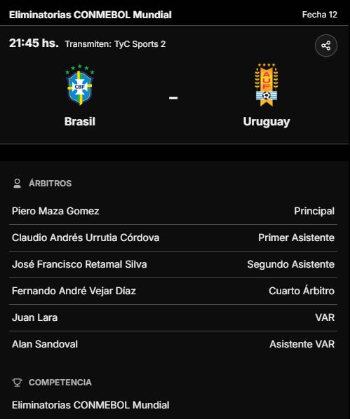 La previa de Brasil vs. Uruguay, por las eliminatorias sudamericanas al Mundial 2026